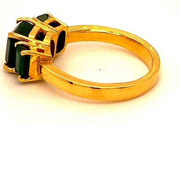 Emerald 3.20ct Solid 22K Yellow Gold Ring - Picture 8 of 9